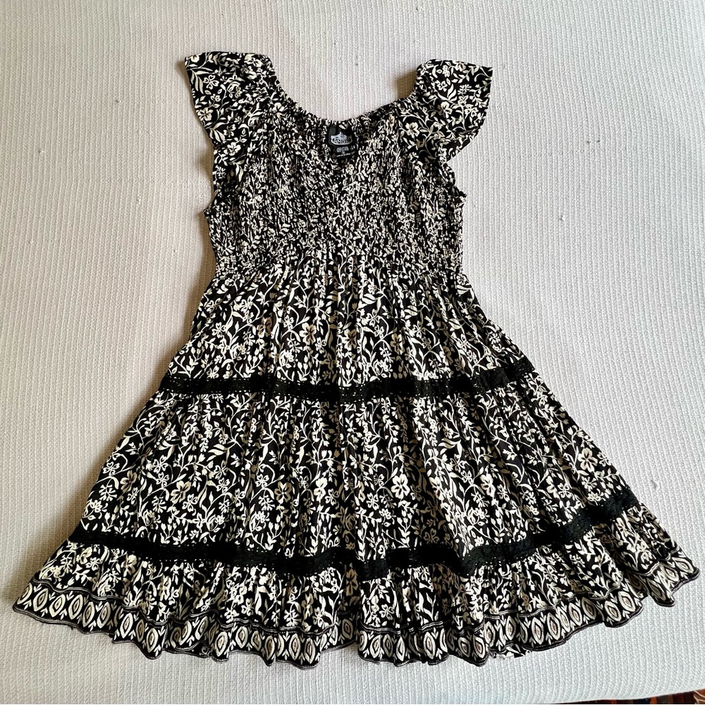 Angie Black and White Ruffled Tiered Sundress